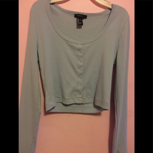 Forever 21 Long Sleeve Crop Top | Large - Picture 1 of 1